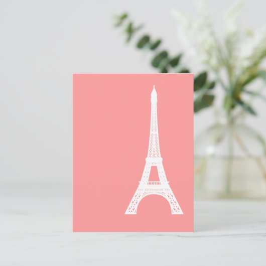 Eiffel Tower Pink Briefkaart (Staand voorkant)