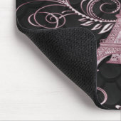 Eiffel Tower Pink Floral Swirl Muismat (Hoek)