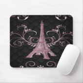Eiffel Tower Pink Floral Swirl Muismat (Met muis)