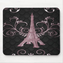 Eiffel Tower Pink Floral Swirl