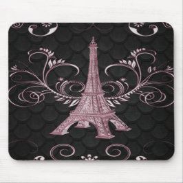 Eiffel Tower Pink Floral Swirl Muismat