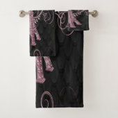 Eiffel Tower Pink Floral Swirls Bad Handdoek (Insitu)