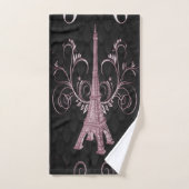Eiffel Tower Pink Floral Swirls Bad Handdoek (Handdoek)