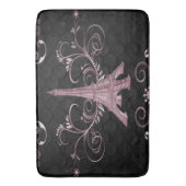 Eiffel Tower Pink Floral Swirls Bath Mat (Voorkant Verticaal)