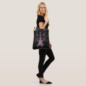 Eiffel Tower Pink Floral Swirls Canvas tas (Op model)