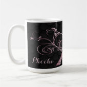 Eiffel Tower Pink Floral Swirls Koffiemok (Links)