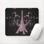 Eiffel Tower Pink Floral Swirls Muismat (Met muis)