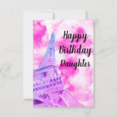 Eiffel Tower Pink Happy Birthday Post Kaart (Voorkant)