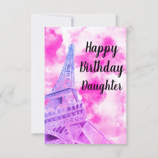 Eiffel Tower Pink Happy Birthday Post Kaart (Voorkant)