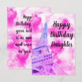 Eiffel Tower Pink Happy Birthday Post Kaart (Voorkant / Achterkant)