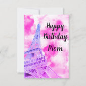 Eiffel Tower Pink Happy Birthday Post Kaart (Voorkant)