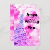 Eiffel Tower Pink Happy Birthday Post Kaart (Voorkant / Achterkant)