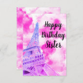 Eiffel Tower Pink Happy Birthday Post Kaart (Voorkant / Achterkant)