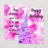 Eiffel Tower Pink Happy Birthday Post Kaart (Voorkant / Achterkant)