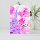 Eiffel Tower Pink Happy Birthday Post Kaart (Staand voorkant)