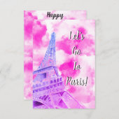 Eiffel Tower Pink Happy Birthday Post Kaart (Voorkant / Achterkant)