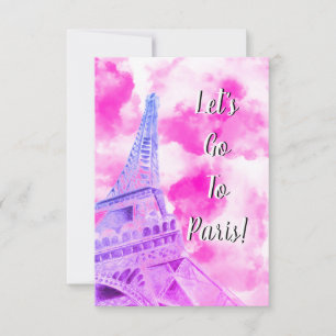 Eiffel Tower Pink Happy Birthday Post Kaart