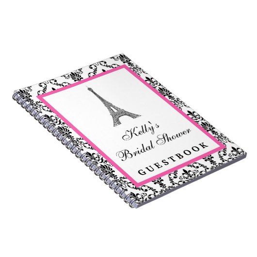 Eiffel Tower Pink Paris aangepaste gastboek Notitieboek (Rechterzijde)