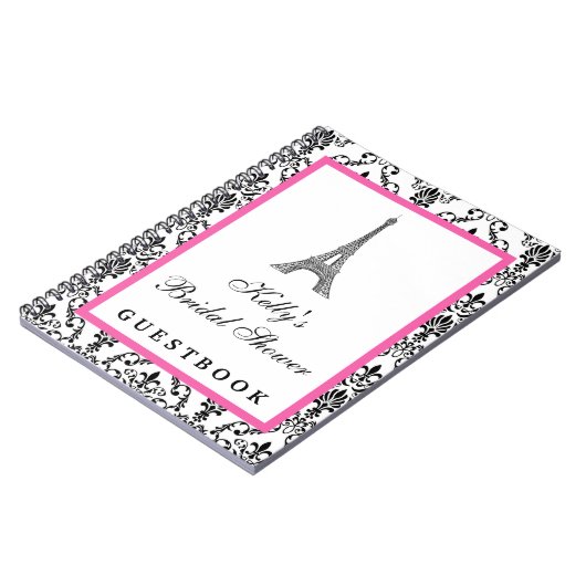 Eiffel Tower Pink Paris aangepaste gastboek Notitieboek (Linkerzijde)