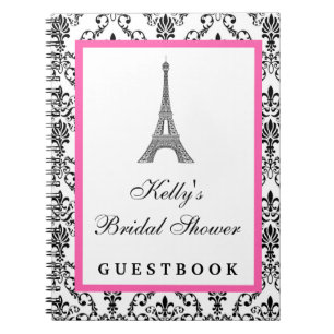 Eiffel Tower Pink Paris aangepaste gastboek Notitieboek