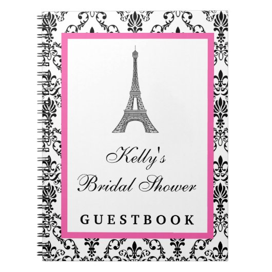 Eiffel Tower Pink Paris aangepaste gastboek Notitieboek (Voorkant)