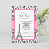 Eiffel Tower Pink Paris Bridal Shower Kaart (Staand voorkant)