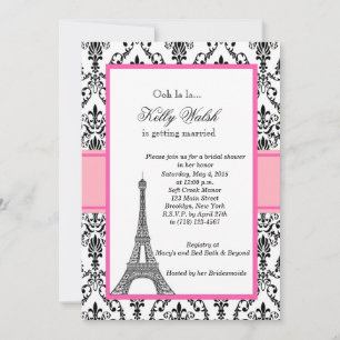 Eiffel Tower Pink Paris Bridal Shower Kaart
