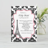 Eiffel Tower Pink Paris Bridal Shower Kaart (Staand voorkant)