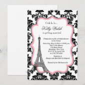 Eiffel Tower Pink Paris Bridal Shower Kaart (Voorkant / Achterkant)