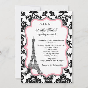 Eiffel Tower Pink Paris Bridal Shower Kaart