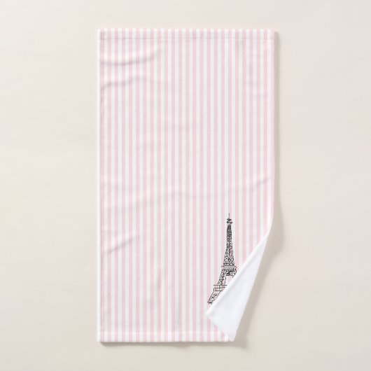 Eiffel Tower Pink Stripe Bath Towel Set Bad Handdoek (Handdoek)