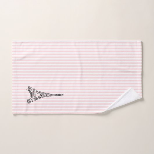 Eiffel Tower Pink Stripe Bath Towel Set Bad Handdoek (Handdoek)