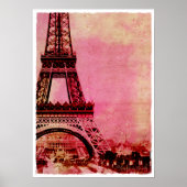 Eiffel Tower Pink Sunset stijl Poster (Voorkant)