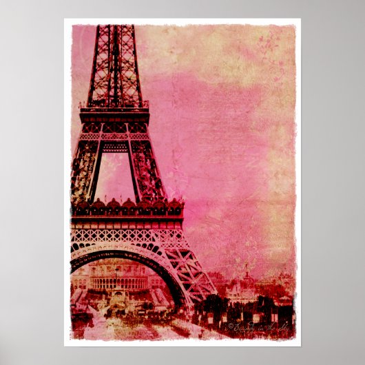 Eiffel Tower Pink Sunset  stijl Poster (Voorkant)