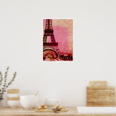 Eiffel Tower Pink Sunset  stijl Poster (Keuken)