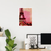 Eiffel Tower Pink Sunset  stijl Poster (Thuiskantoor)