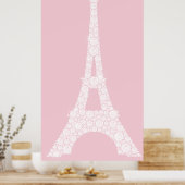 Eiffel Tower Pink White Swarovski Crystals Paris Poster (Keuken)
