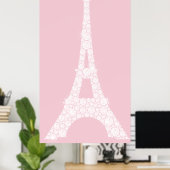 Eiffel Tower Pink White Swarovski Crystals Paris Poster (Thuiskantoor)
