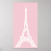 Eiffel Tower Pink White Swarovski Crystals Paris Poster (Voorkant)