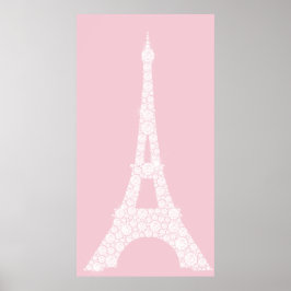 Eiffel Tower Pink White Swarovski Crystals Paris Poster