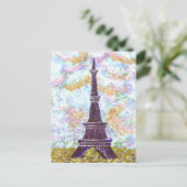 Eiffel Tower Pointillism landschap briefkaart (Staand voorkant)