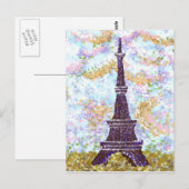 Eiffel Tower Pointillism landschap briefkaart (Voorkant / Achterkant)