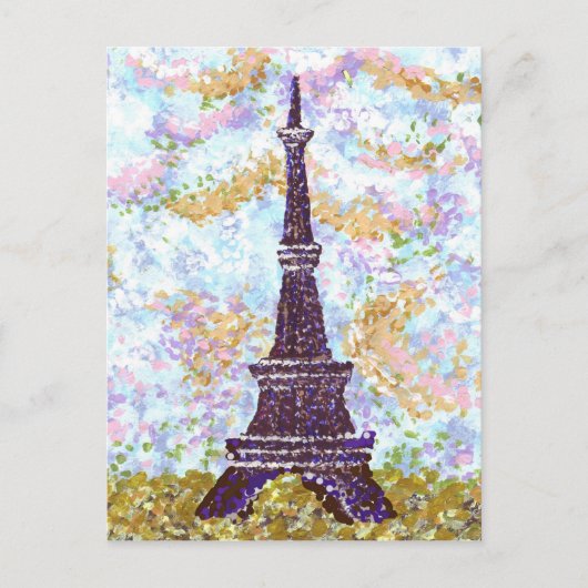 Eiffel Tower Pointillism landschap briefkaart (Voorkant)