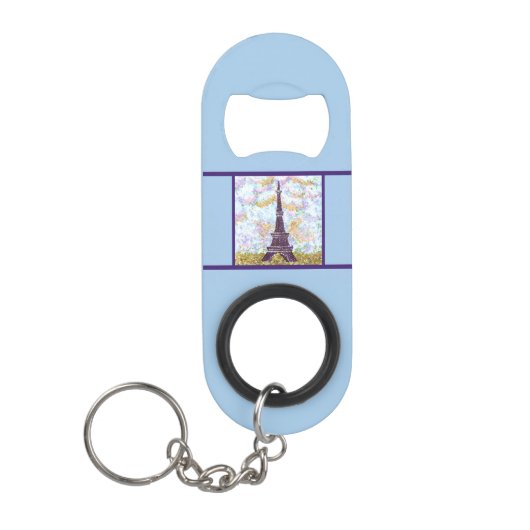 Eiffel Tower Pointillism sky grasflesopener Mini Flessenopener (Voorkant)