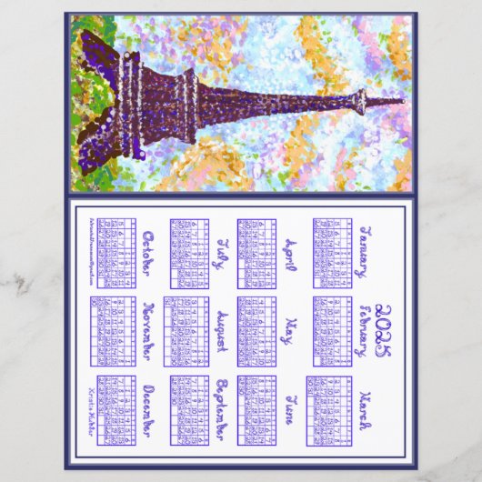 Eiffel Tower Pointillism Spring Landscape (Achterkant)