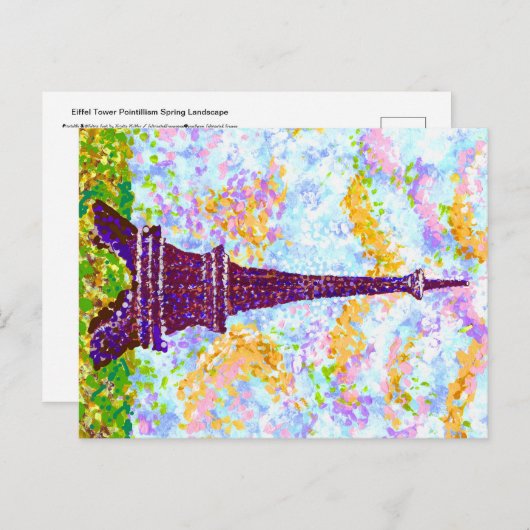 Eiffel Tower Pointillism Spring Landscape Feestdagenkaart (Voorkant / Achterkant)