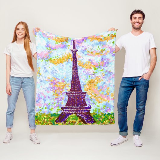 Eiffel Tower Pointillism Spring Landscape Fleece Deken (In situ)