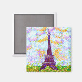 Eiffel Tower Pointillism Spring Landscape Magneet (Voorkant / Achterkant)