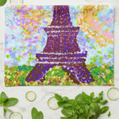 Eiffel Tower Pointillism Spring Landscape Theedoek (Gevouwen)