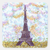 Eiffel Tower Pointillism Square Sticker (Voorkant)